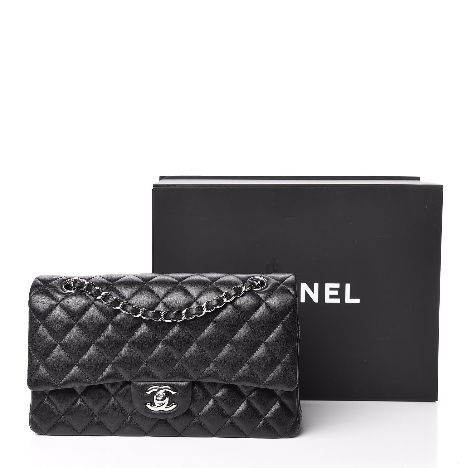 Chanel Lambskin Quilted Medium Double Flap Black 13 of 13