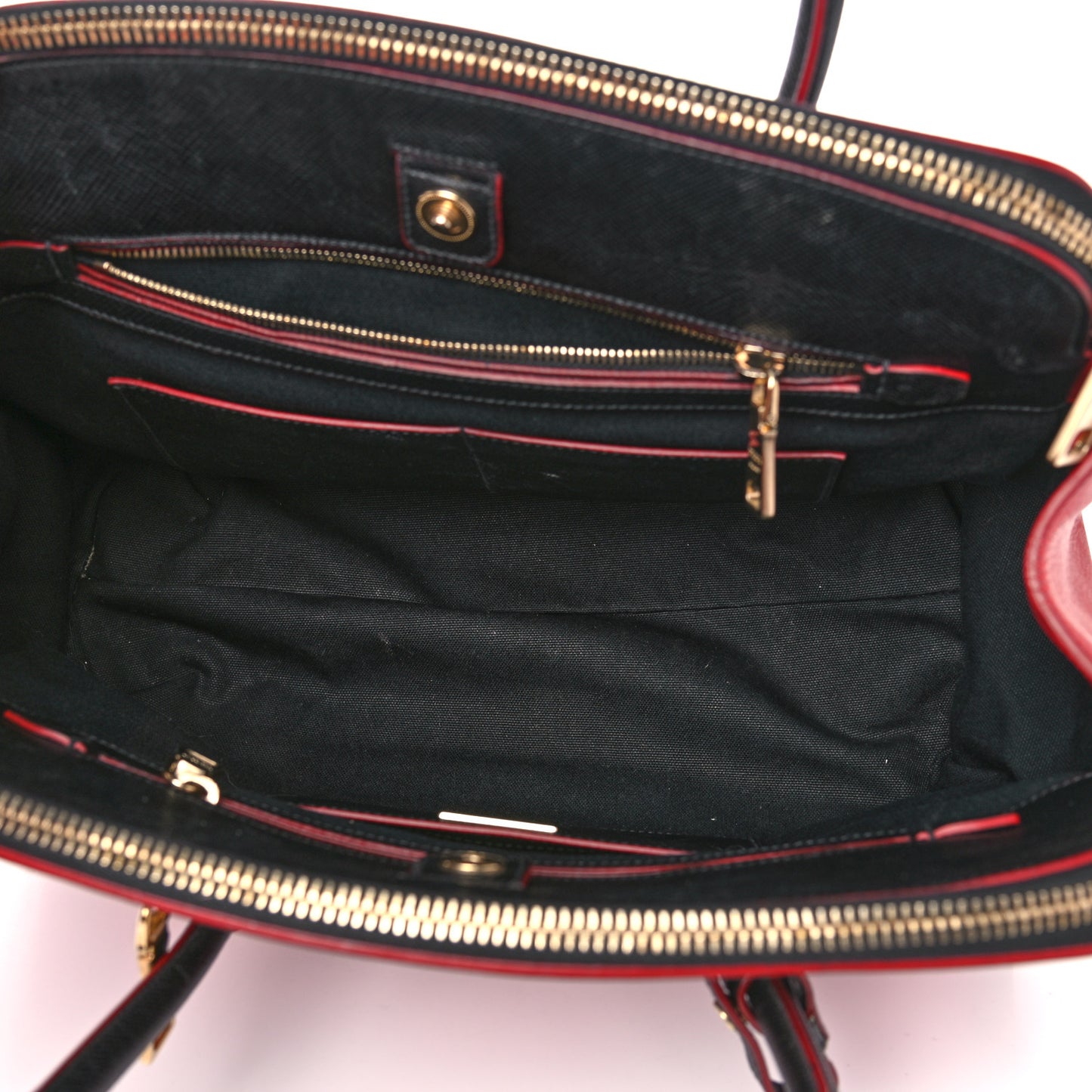 Saffiano City Calfskin Bi-Color Tote Fuoco Black