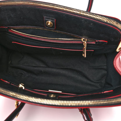 Prada Saffiano City Calfskin Bi-Color Tote Fuoco Black 5 of 20