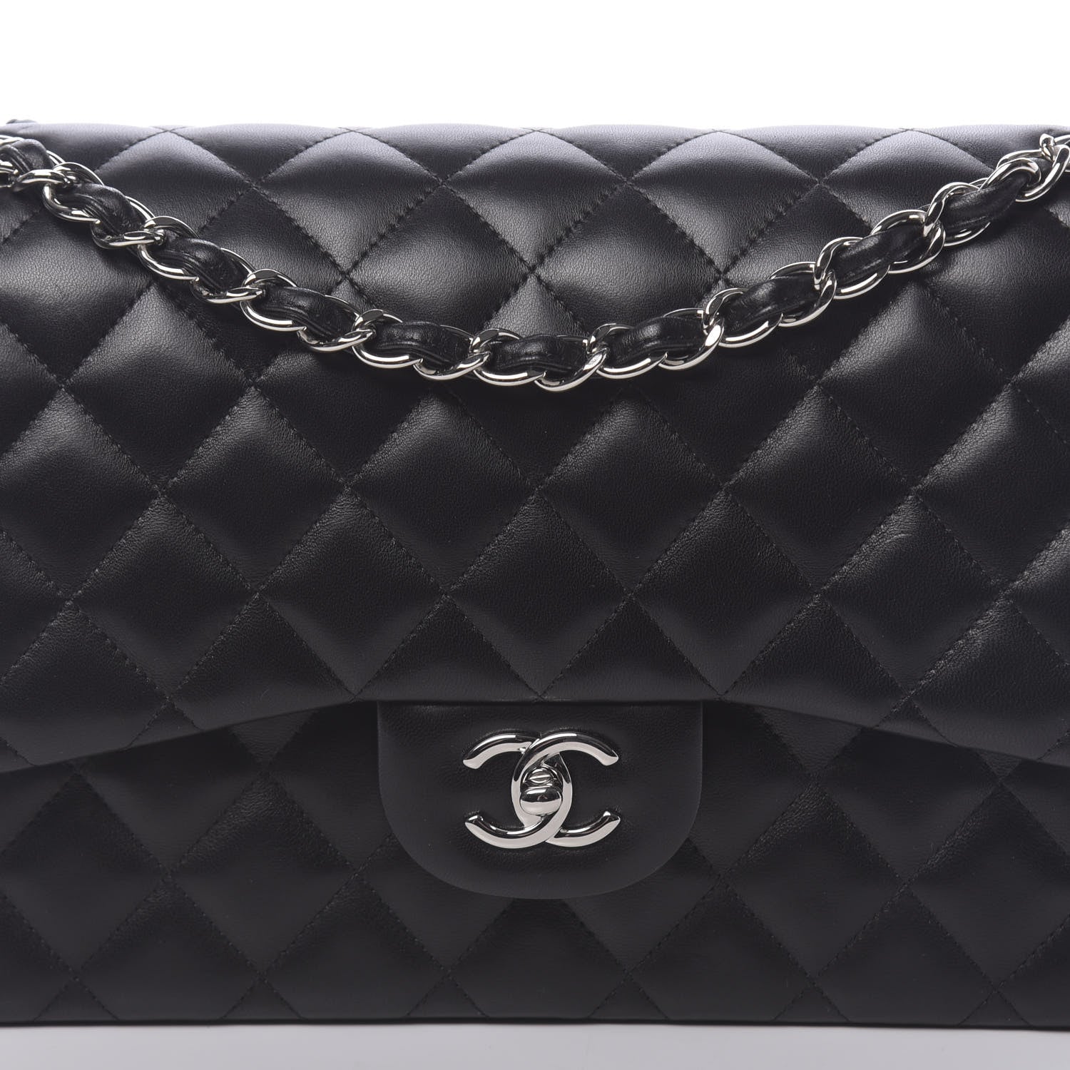 Chanel Lambskin Quilted Jumbo Double Flap Black 11 of 12