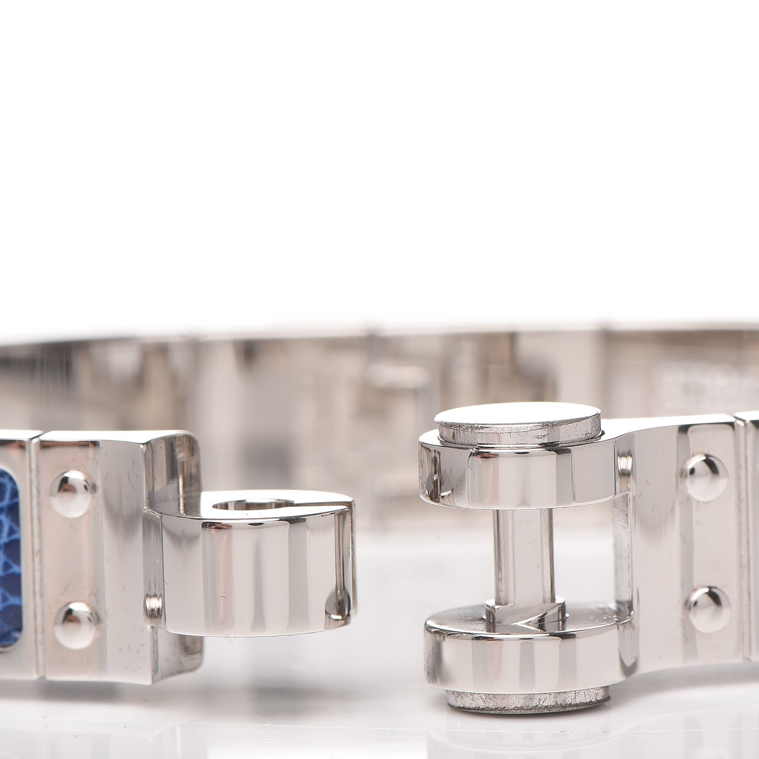 Hermes Lizard Charniere Cuir Narrow Hinged Bracelet S Bleu Saphir 5 of 5