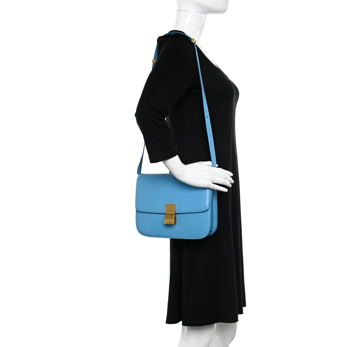Box Calfskin Medium Classic Box Flap Bag Blue