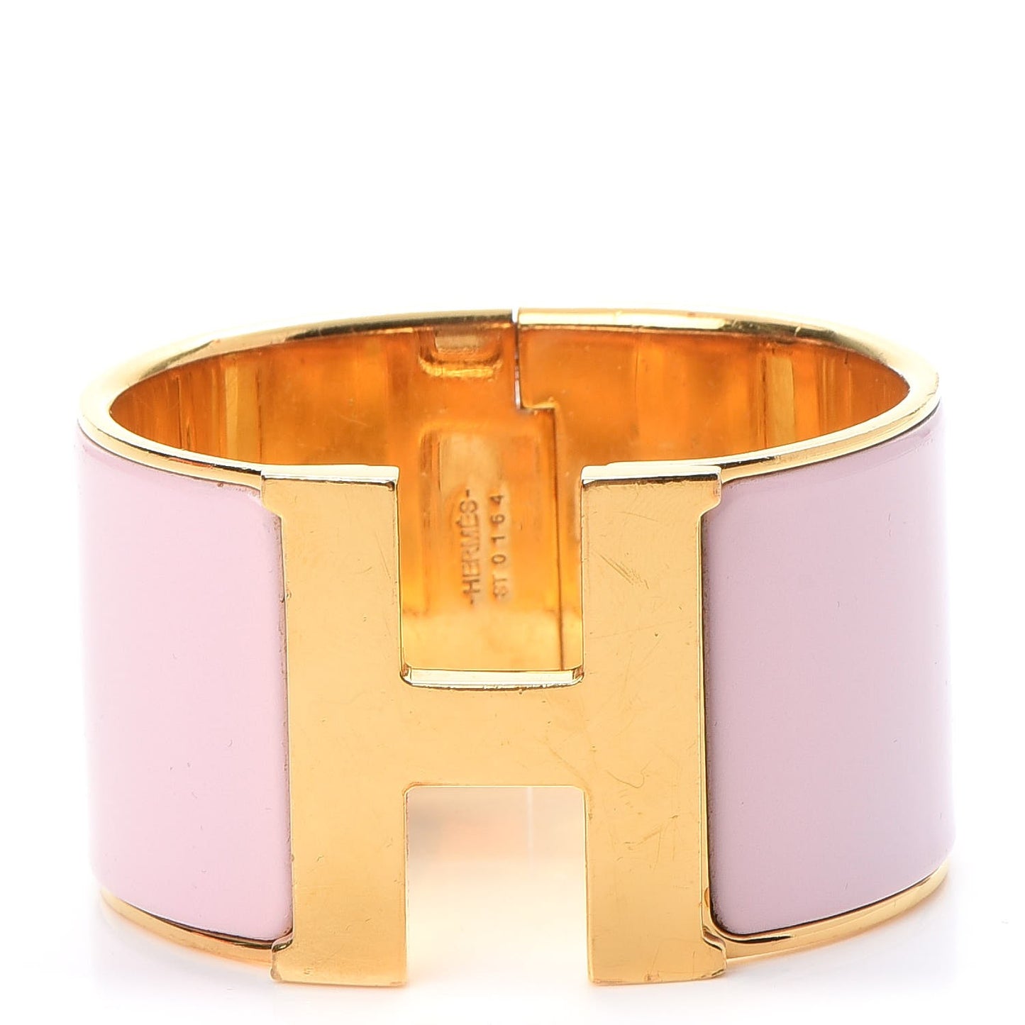 Enamel Extra Wide Clic Clac H Bracelet PM Rose Poudre