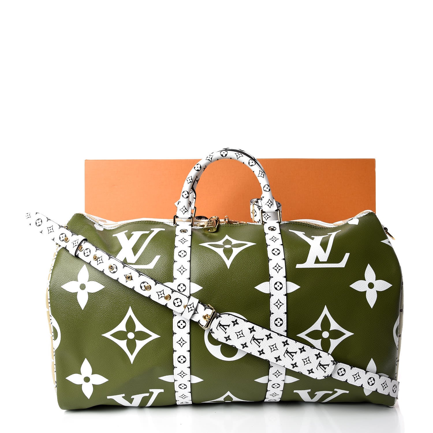 Louis Vuitton Monogram Giant Keepall Bandouliere 50 Kaki Beige 10 of 10