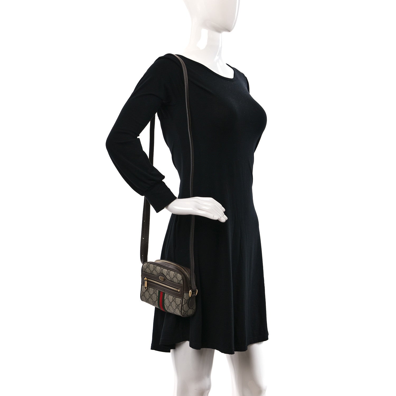 Gucci GG Supreme Monogram Web Mini Ophidia Shoulder Bag Brown 3 of 10