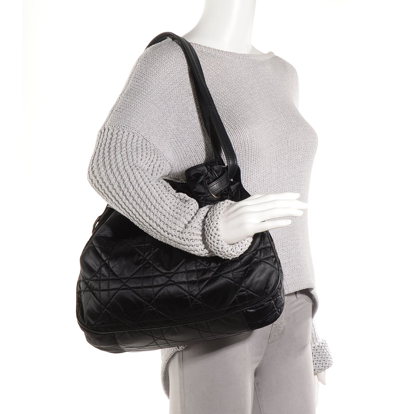 Nylon Cannage Drawstring Bag Black