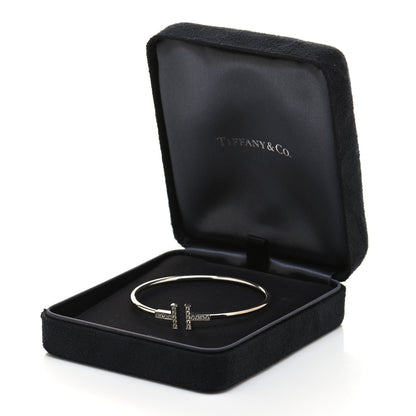 Tiffany 18K White Gold Diamond T Wire Bracelet 5 of 5