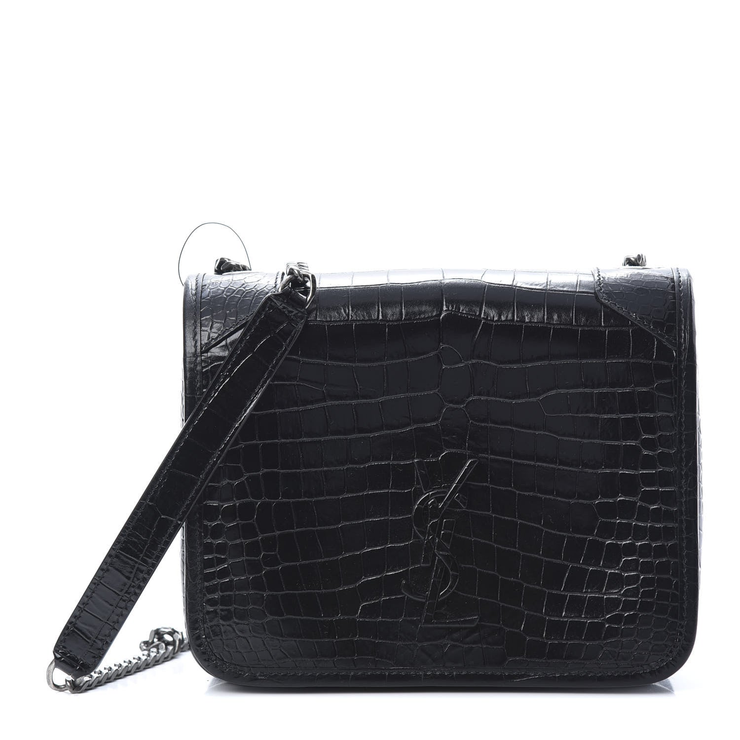 Saint Laurent Crocodile Embossed Lambskin Matelasse Monogram Niki Chain Wallet Black 1 of 10