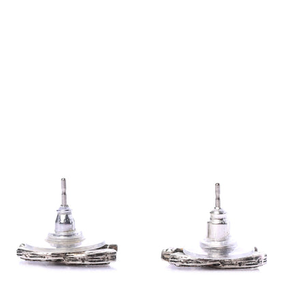 Chanel Crystal Royal Flush CC Stud Earrings Silver 3 of 4