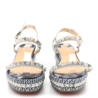 Christian Louboutin Calfskin Denim Tie Dye Punk Pyraclou 60 Platform Sandals 41 Navy Multicolor 2 of 10