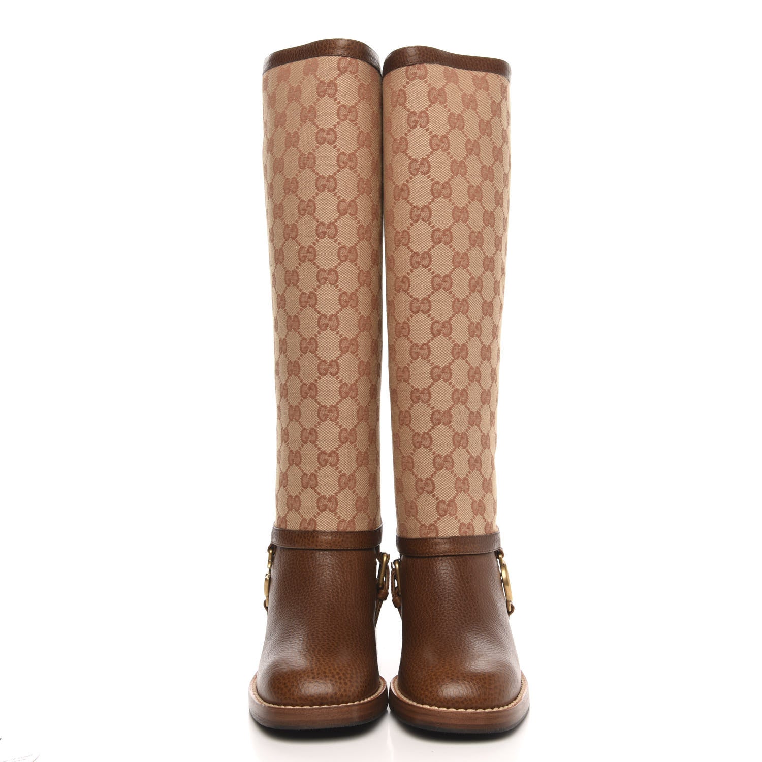 Gucci GG Monogram Calfskin Lola Tall Boots 37 Beige Ruggine Cuir 2 of 7