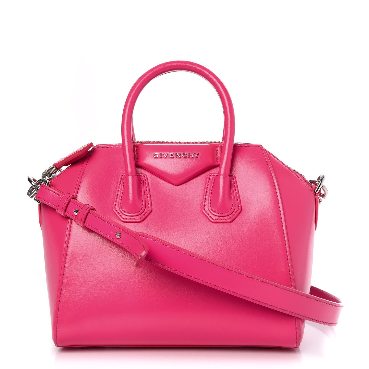 Shiny Lord Calfskin Mini Antigona Shocking Pink