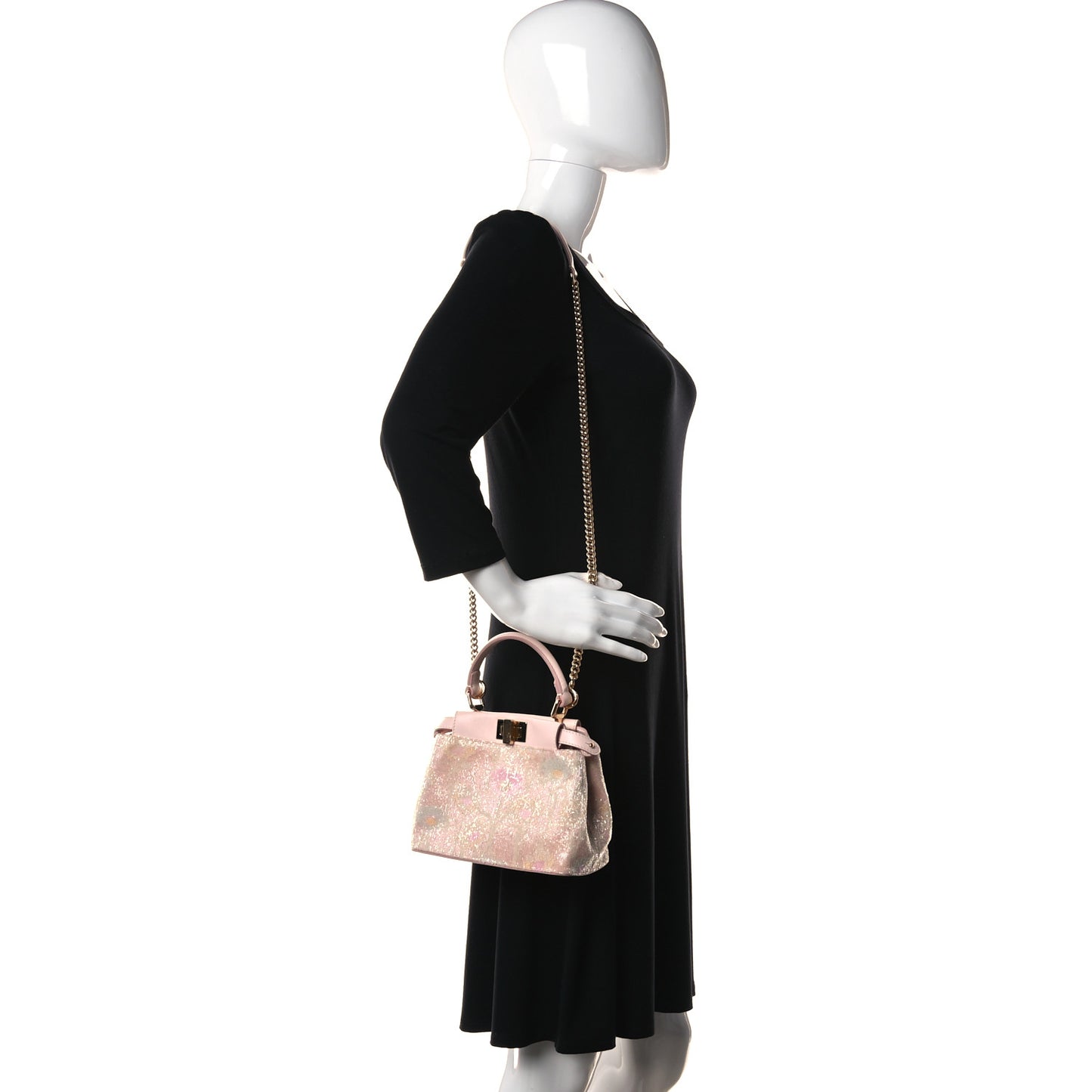 Glass Bead Embroidered XS Peekaboo Iconic Satchel Rosa Multicolor