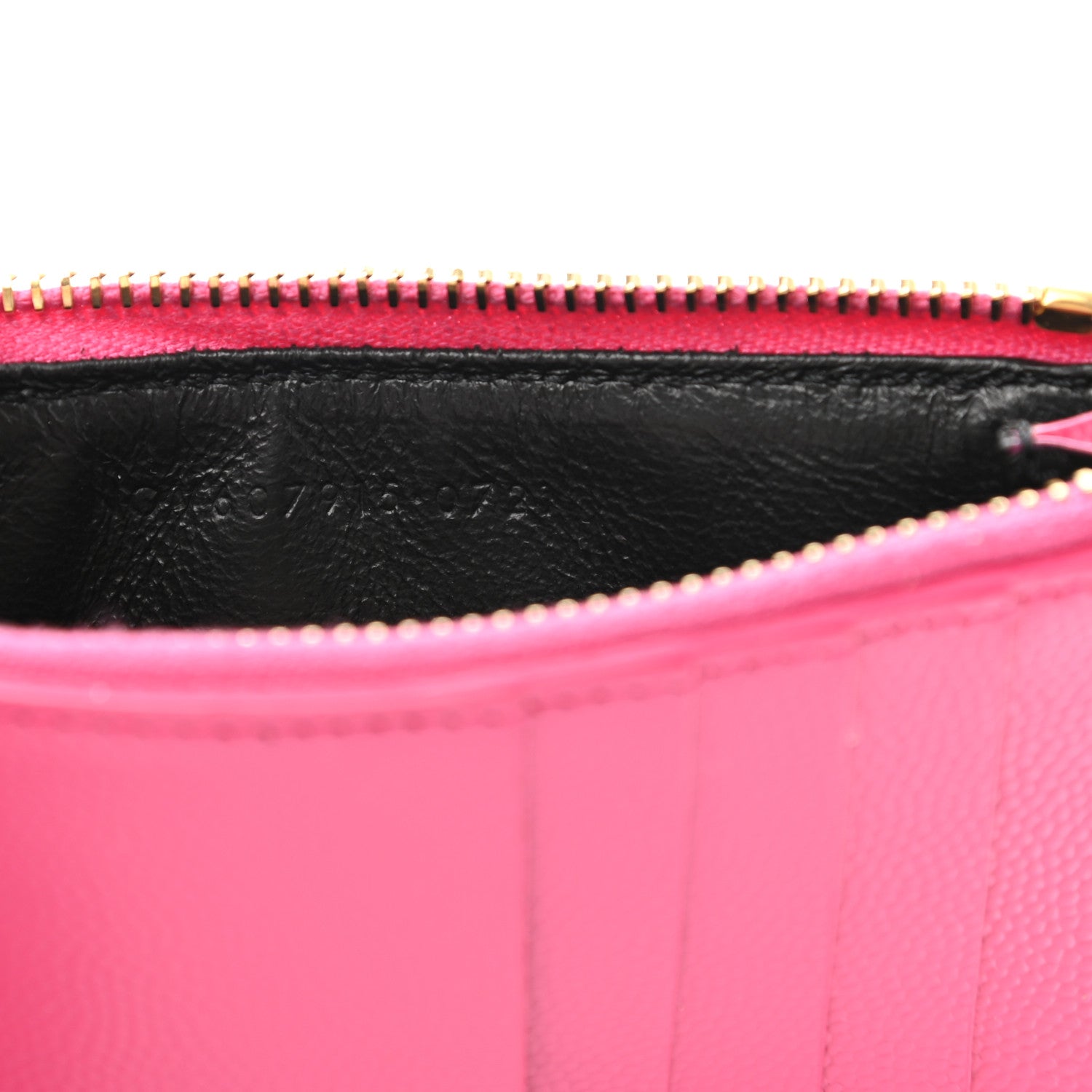 Saint Laurent Grain De Poudre Matelasse Chevron Monogram Fragments Zippered Card Case Fresh Fuxia 7 of 7