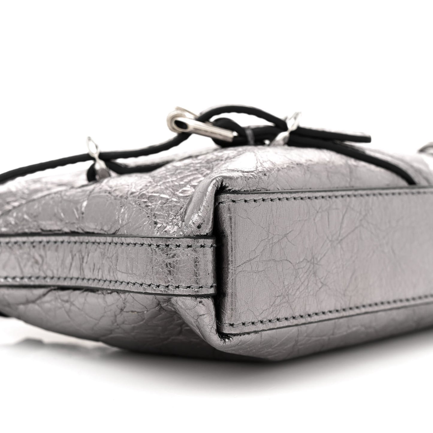 Metallic Calfskin Mini Voyou Bag Silver