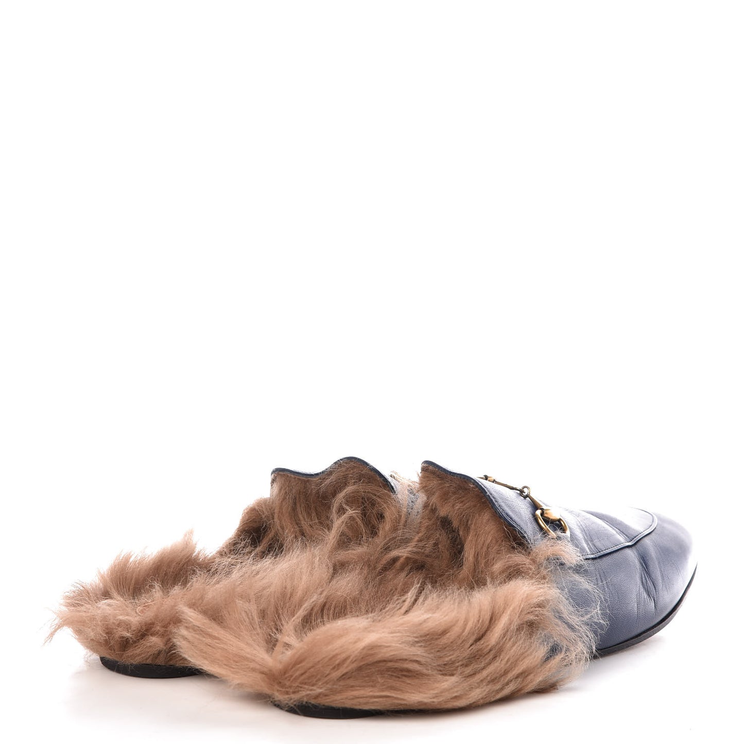 Malaga Kid Fur Womens Princetown Slippers 41 Blue Agata
