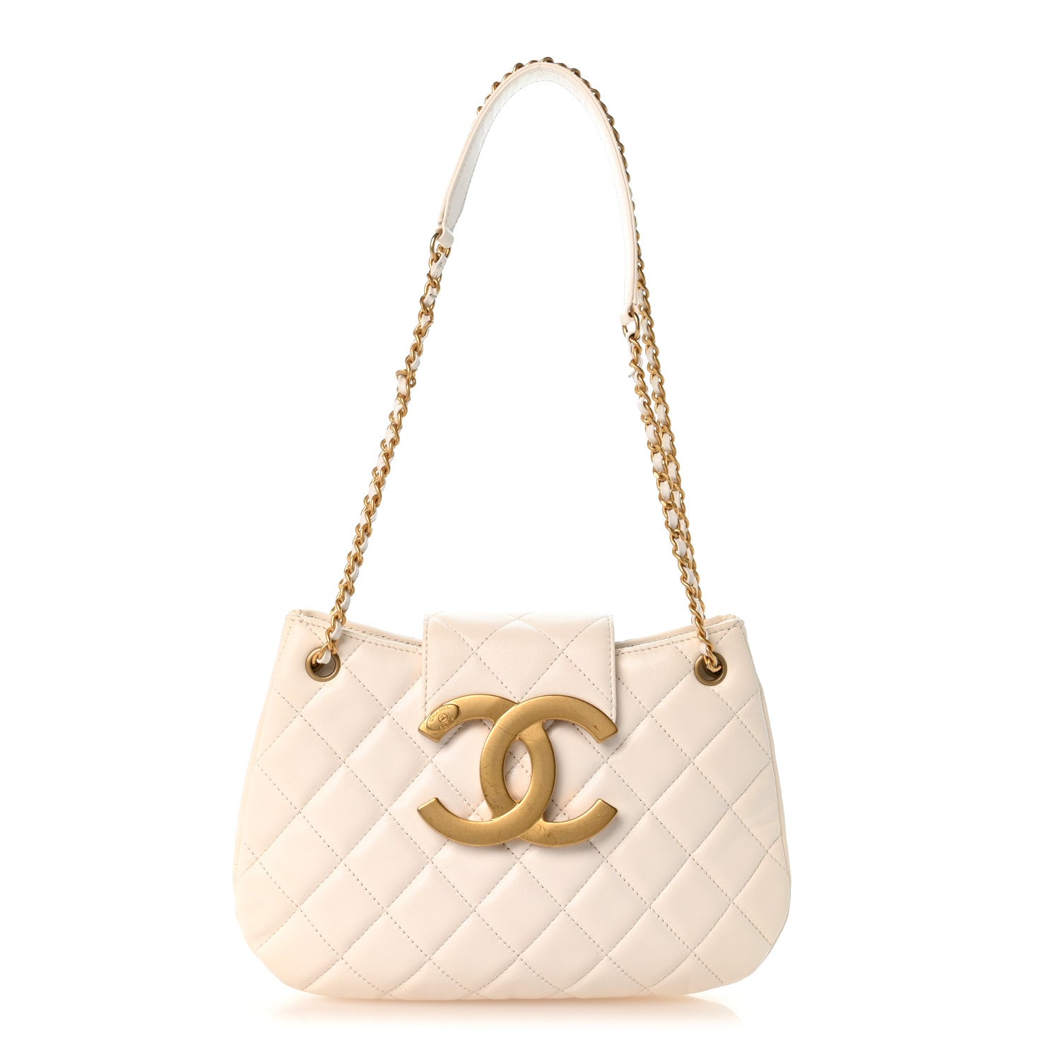 Chanel Lambskin Quilted Giant CC Shoulder Bag White 1 of 10
