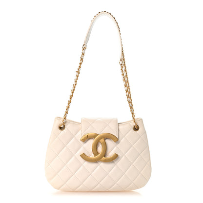 Chanel Lambskin Quilted Giant CC Shoulder Bag White 1 of 10