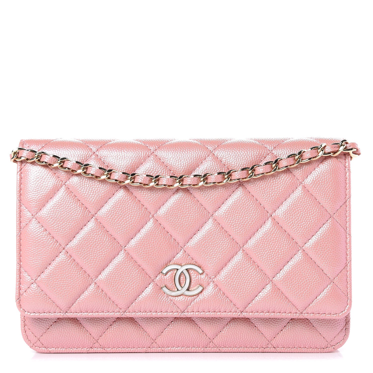 Chanel Iridescent Caviar Quilted Wallet on Chain WOC Pink 1 of 12