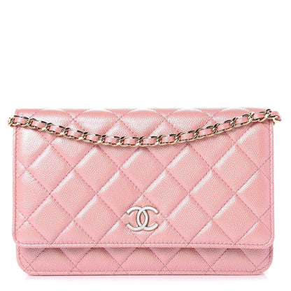 Chanel Iridescent Caviar Quilted Wallet on Chain WOC Pink 1 of 12