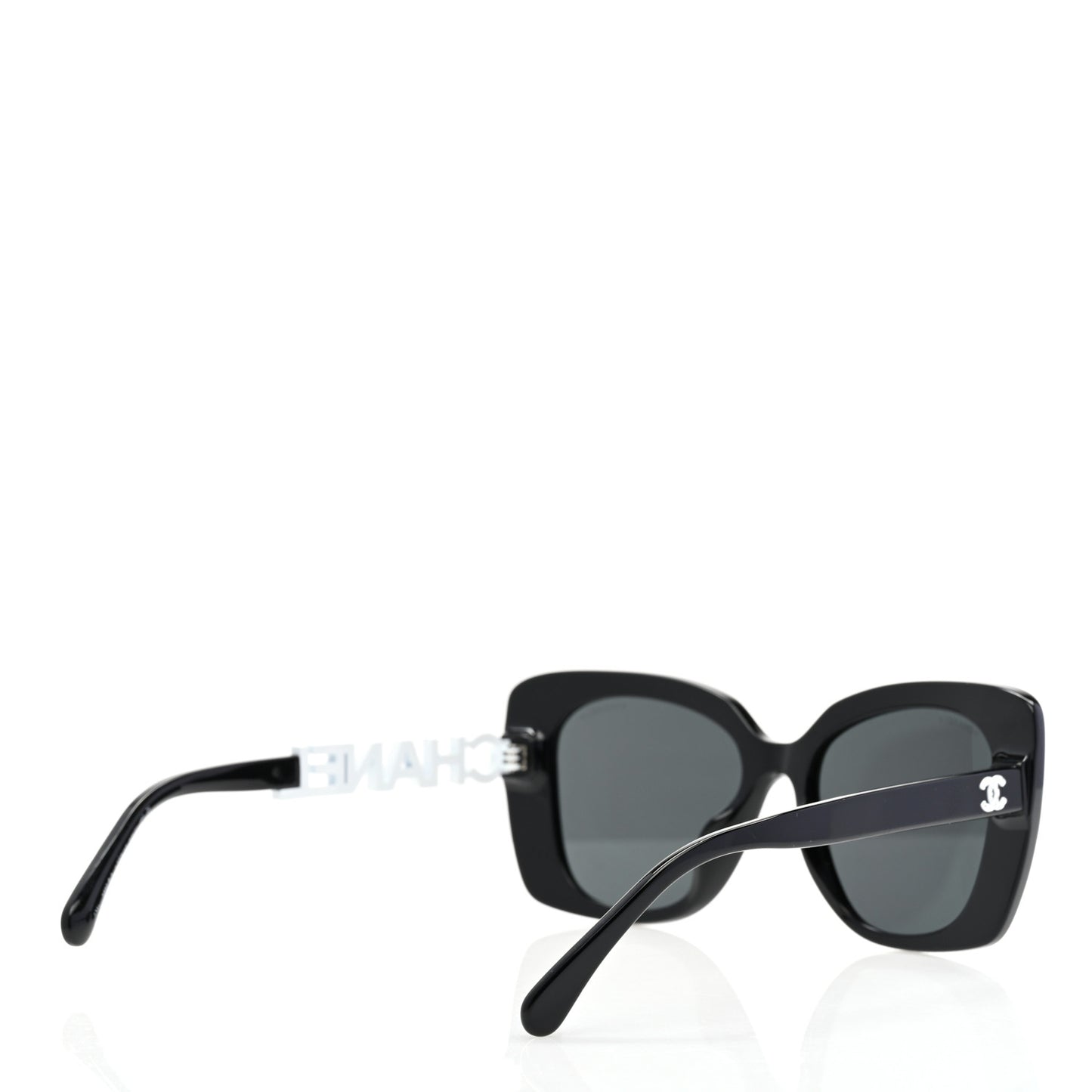 Acetate Strass Polarized Square Sunglasses 5422-B-A Black White