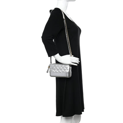 Chanel Metallic Lambskin Calfskin Quilted Small Gabrielle Clutch With Chain Silver 2 of 15
