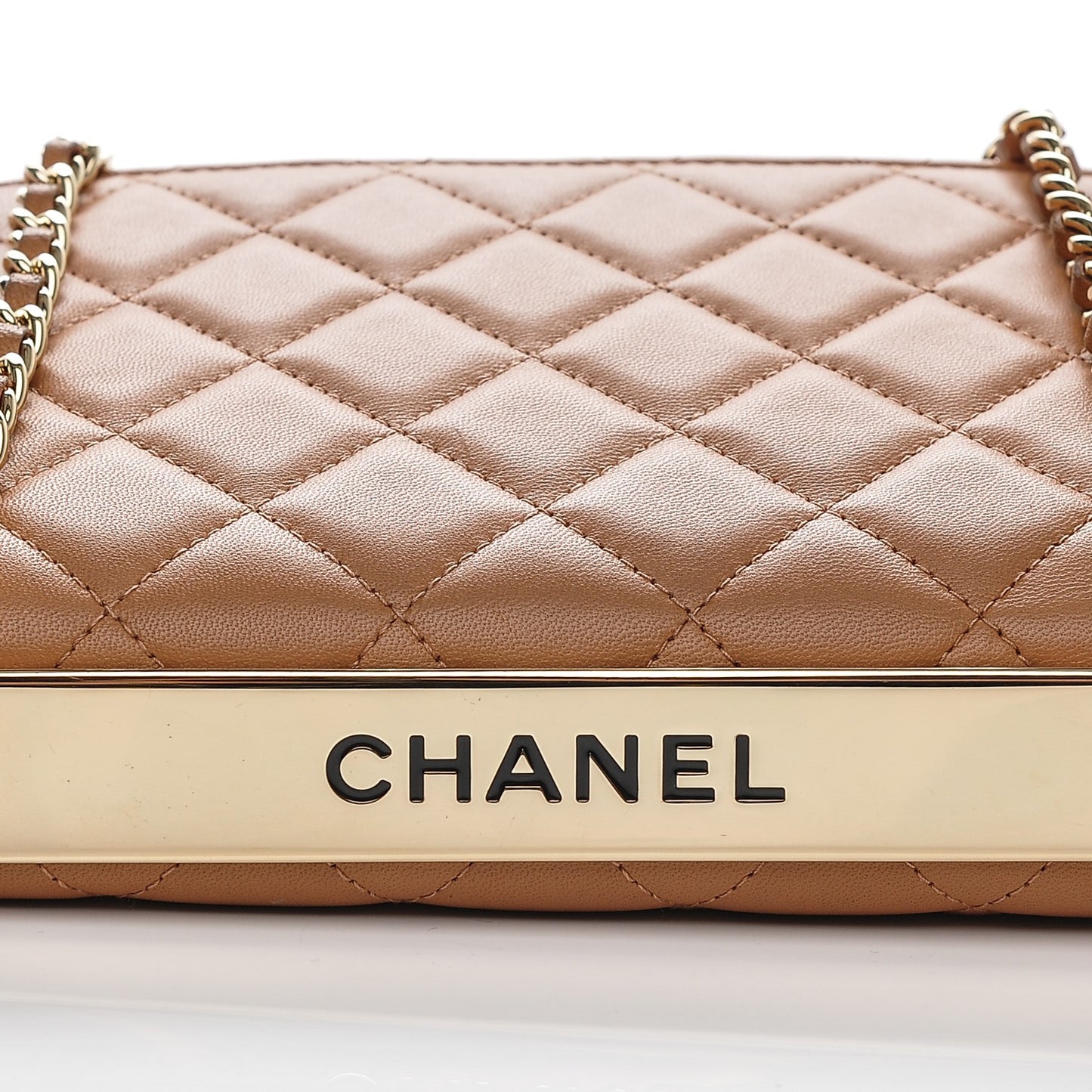 Lambskin Quilted Trendy CC Wallet On Chain WOC Camel