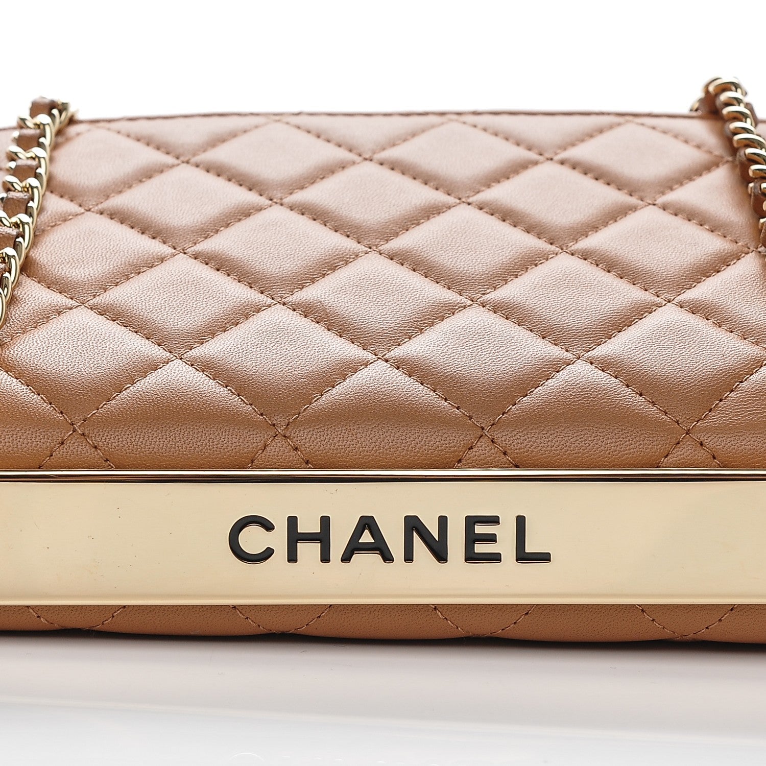 Chanel Lambskin Quilted Trendy CC Wallet On Chain WOC Camel 6 of 10
