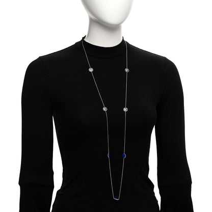 Christian Dior 18K Yellow Gold Diamond Lapis Rose Des Vents 9-Station Long Necklace 2 of 4