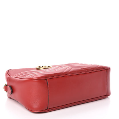 Gucci Calfskin Matelasse Medium GG Marmont Chain Shoulder Bag Hibiscus Red 4 of 11