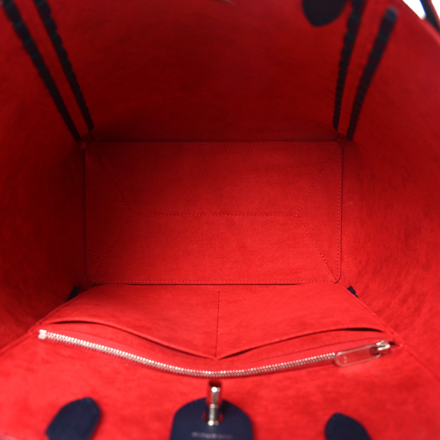 Calfskin Braided Lockme Cabas Marine Rouge