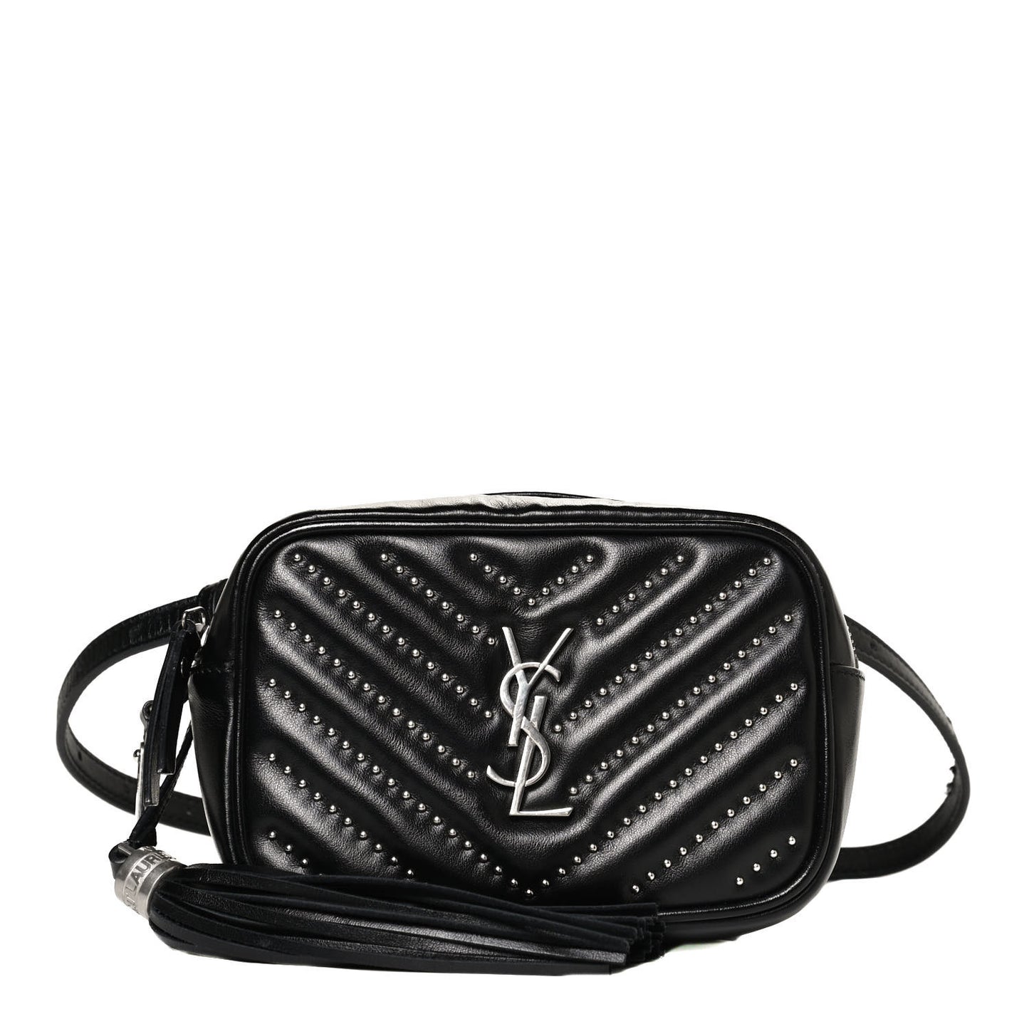 Calfskin Matelasse Studded Monogram Lou Belt Bag Black