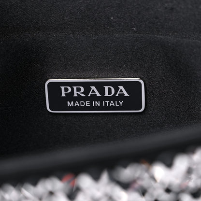 Prada Satin Crystal Metal Triangle Logo Small Double Handle Crossbody Tote Metal 6 of 8