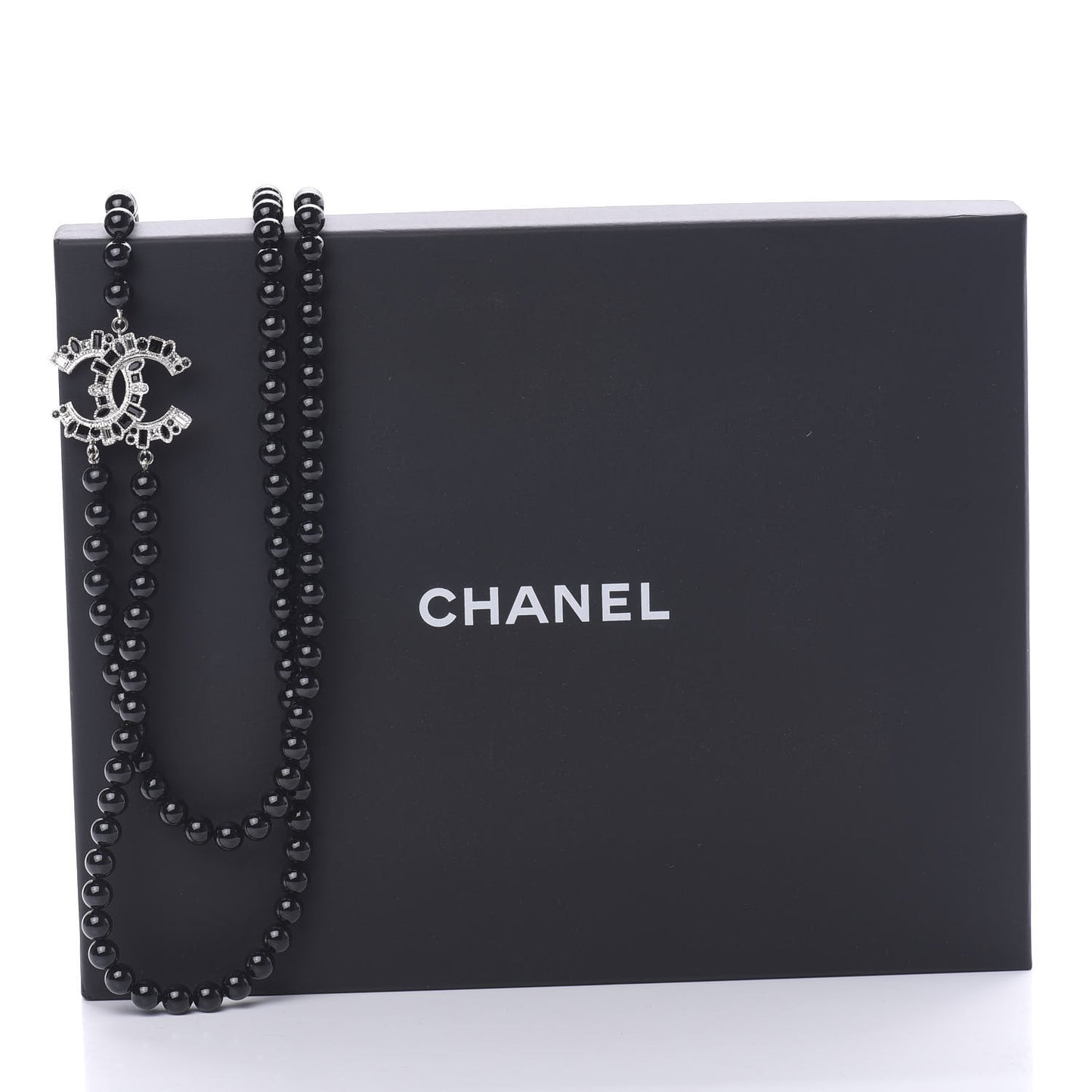Bead Crystal Multi Strand CC Smiley Emoji Necklace Silver Black