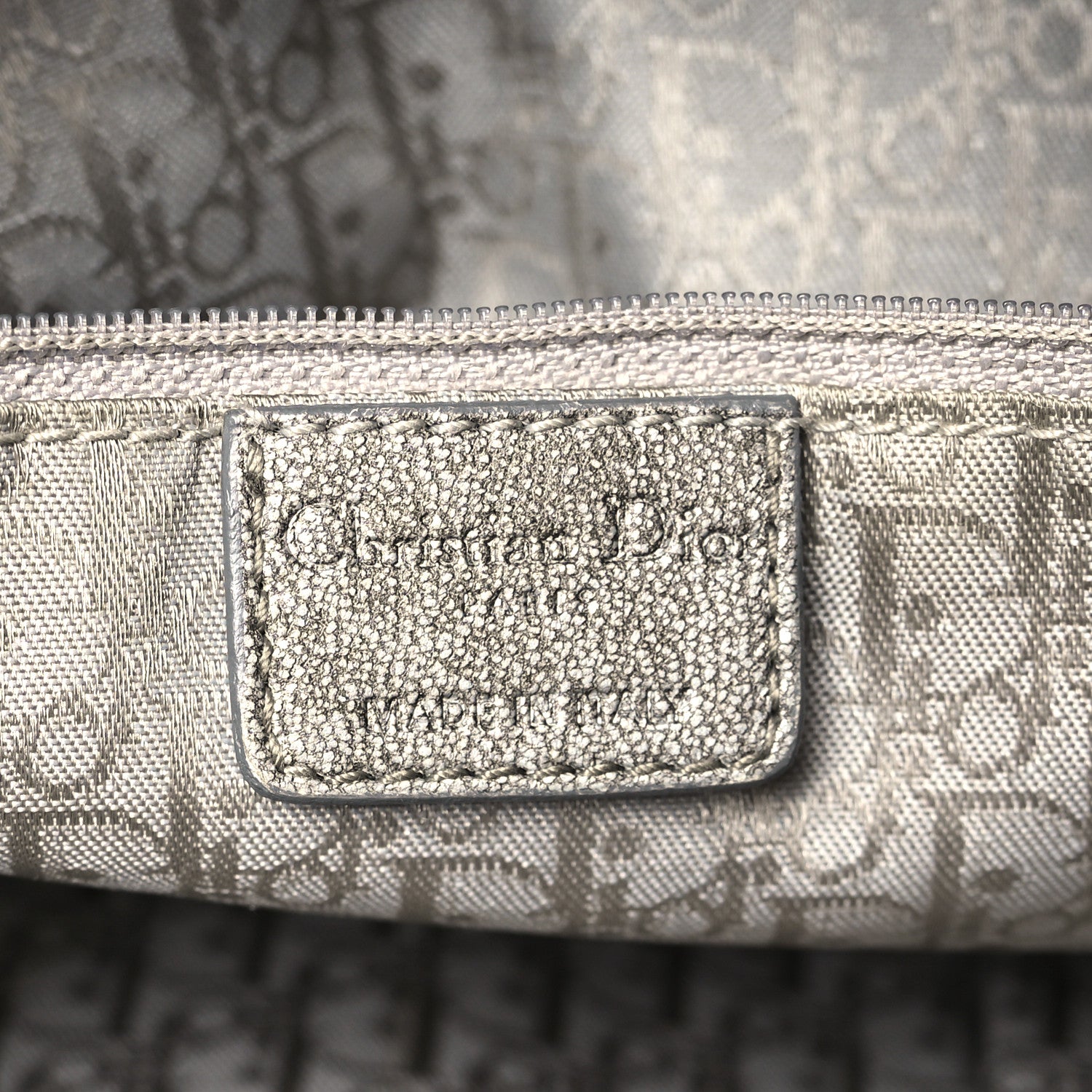 Christian Dior Metallic Lambskin Cannage Drawstring Bag Grey 6 of 10