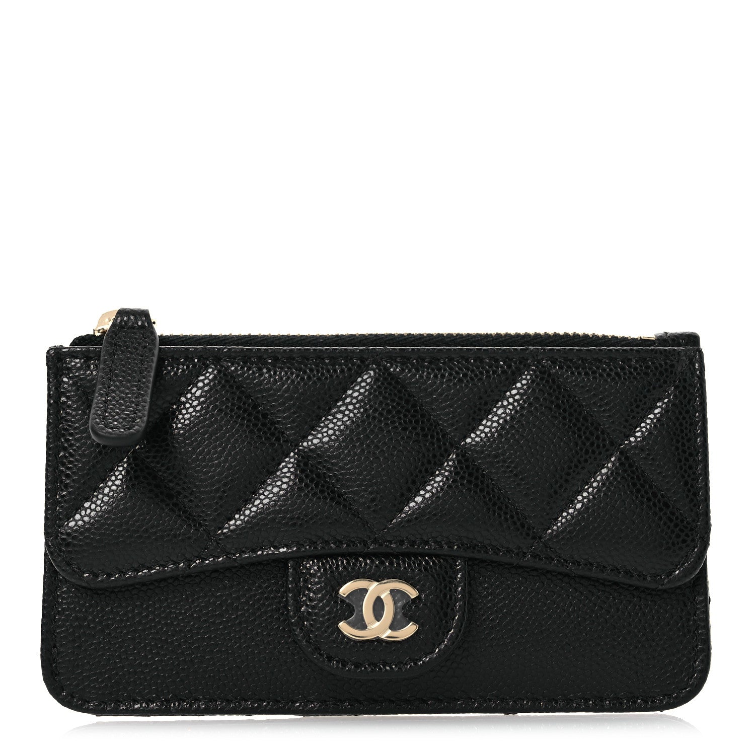 Chanel Caviar Quilted Flap Zip Card Holder Black 1 of 8