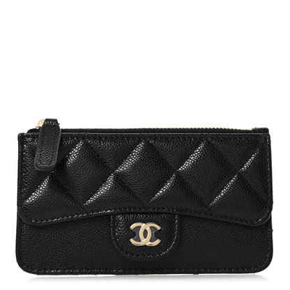 Chanel Caviar Quilted Flap Zip Card Holder Black 1 of 8