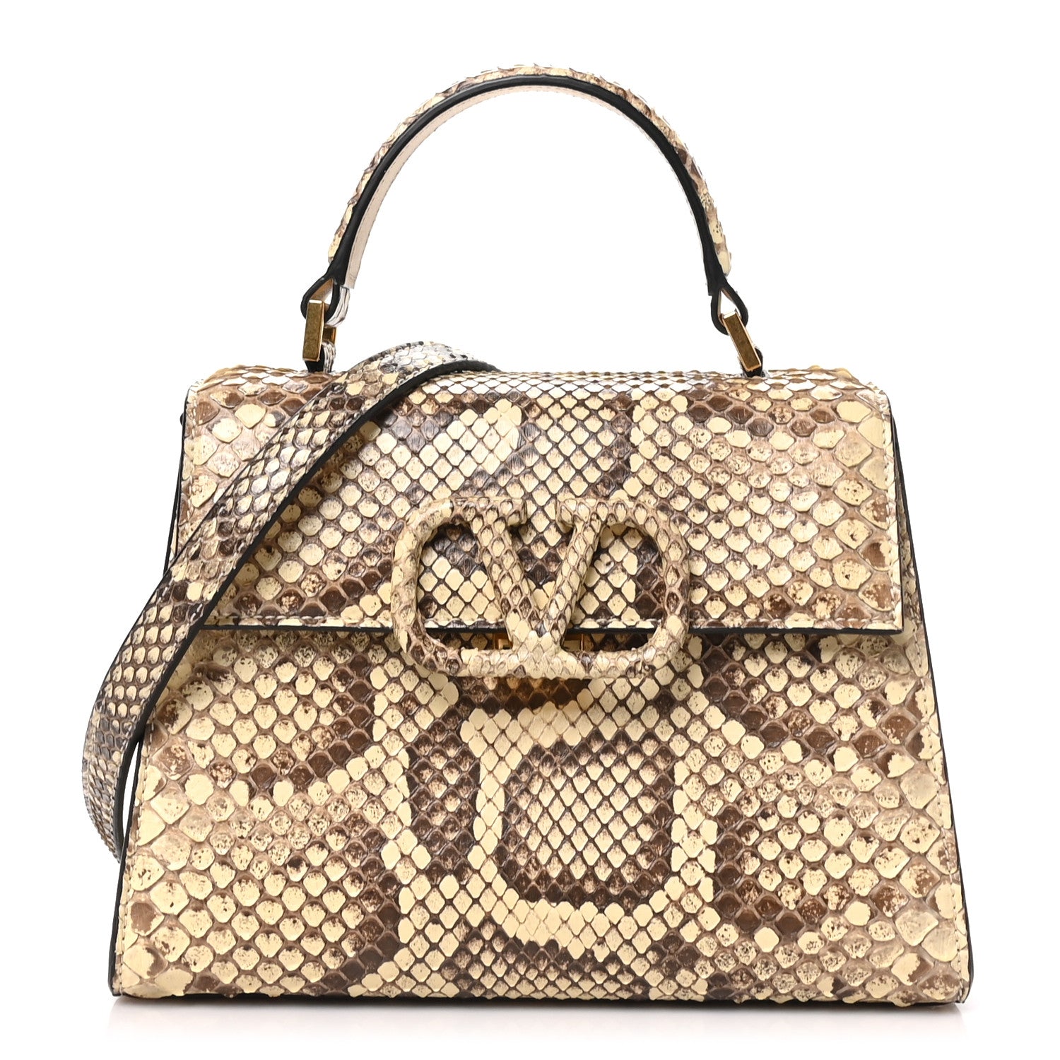 Valentino Garavani Snakeskin Small VSling Top Handle Bag Beige 1 of 10