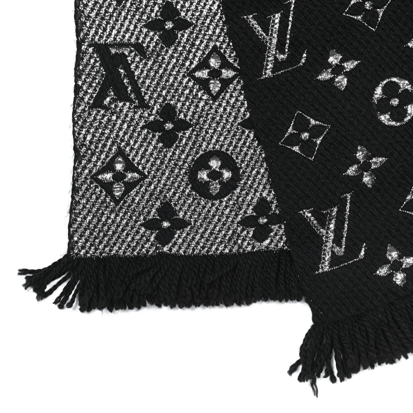 Wool Silk Logomania Shine Scarf Black