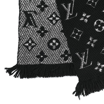 Louis Vuitton Wool Silk Logomania Shine Scarf Black 3 of 4