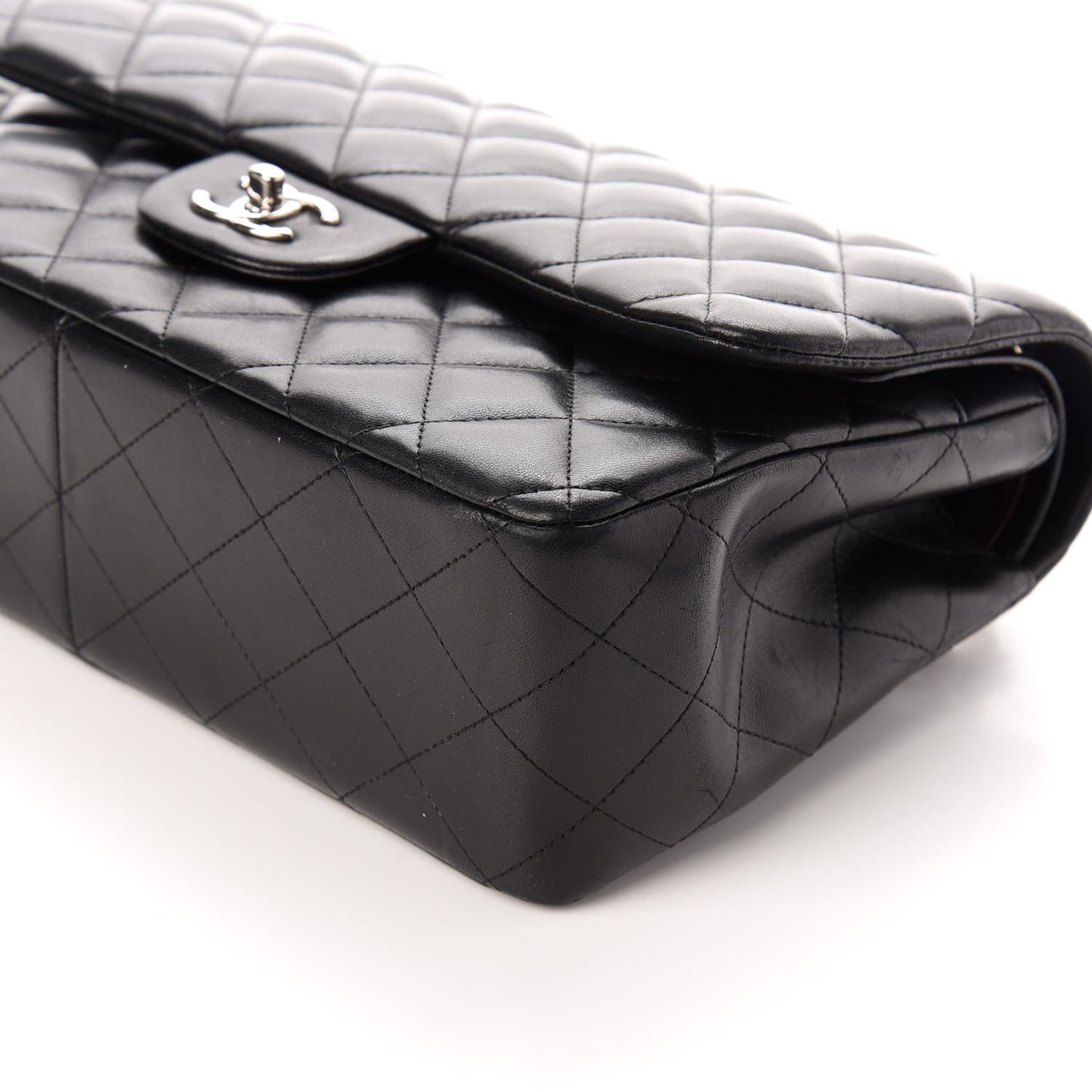 Lambskin Quilted Jumbo Double Flap Black