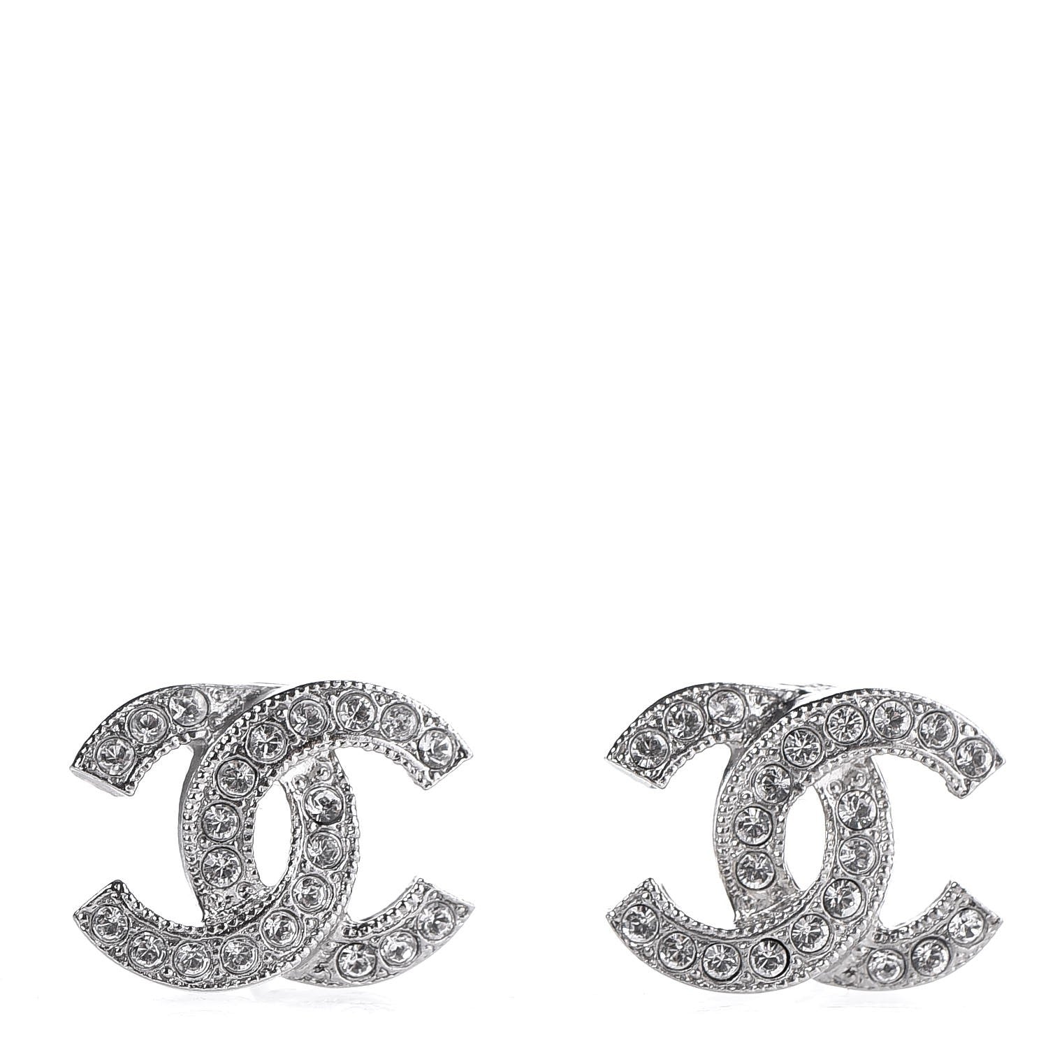 Chanel Crystal CC Earrings Silver 1 of 5