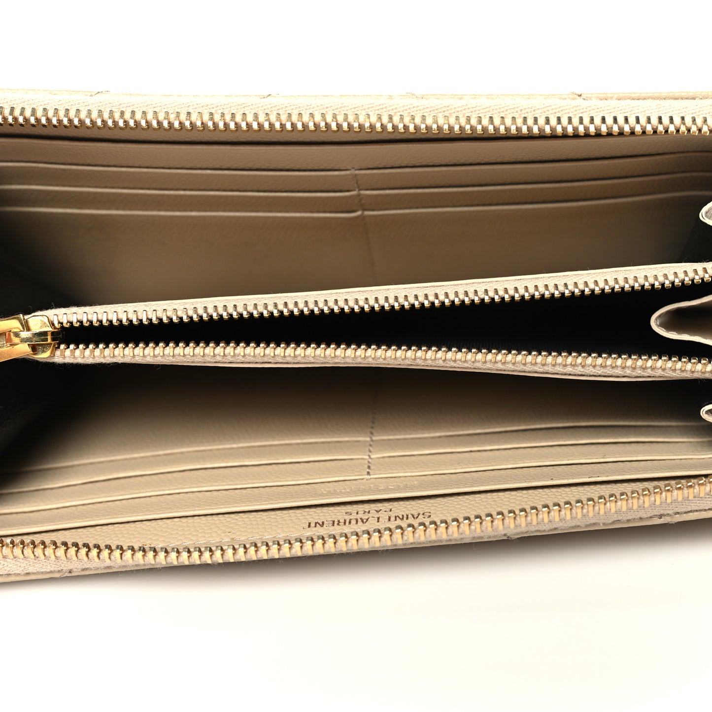 Grain De Poudre Matelasse Chevron Monogram Zip Around Wallet Dark Beige