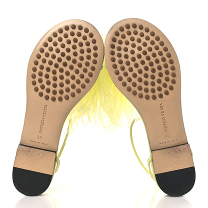 Bottega Veneta Lambskin Ostrich Feather Dot Sandals 35 Seagrass 5 of 8