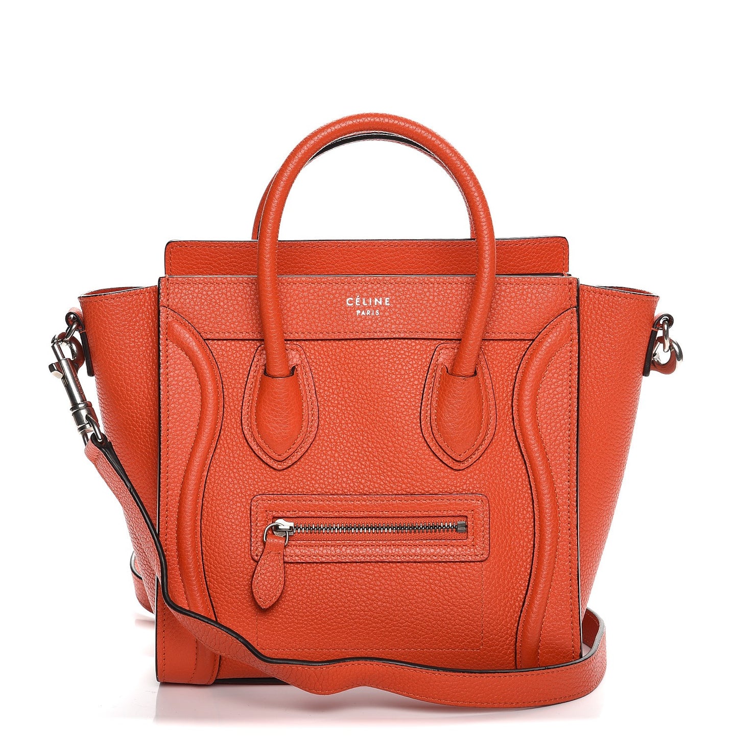 Drummed Calfskin Nano Luggage Vermillion