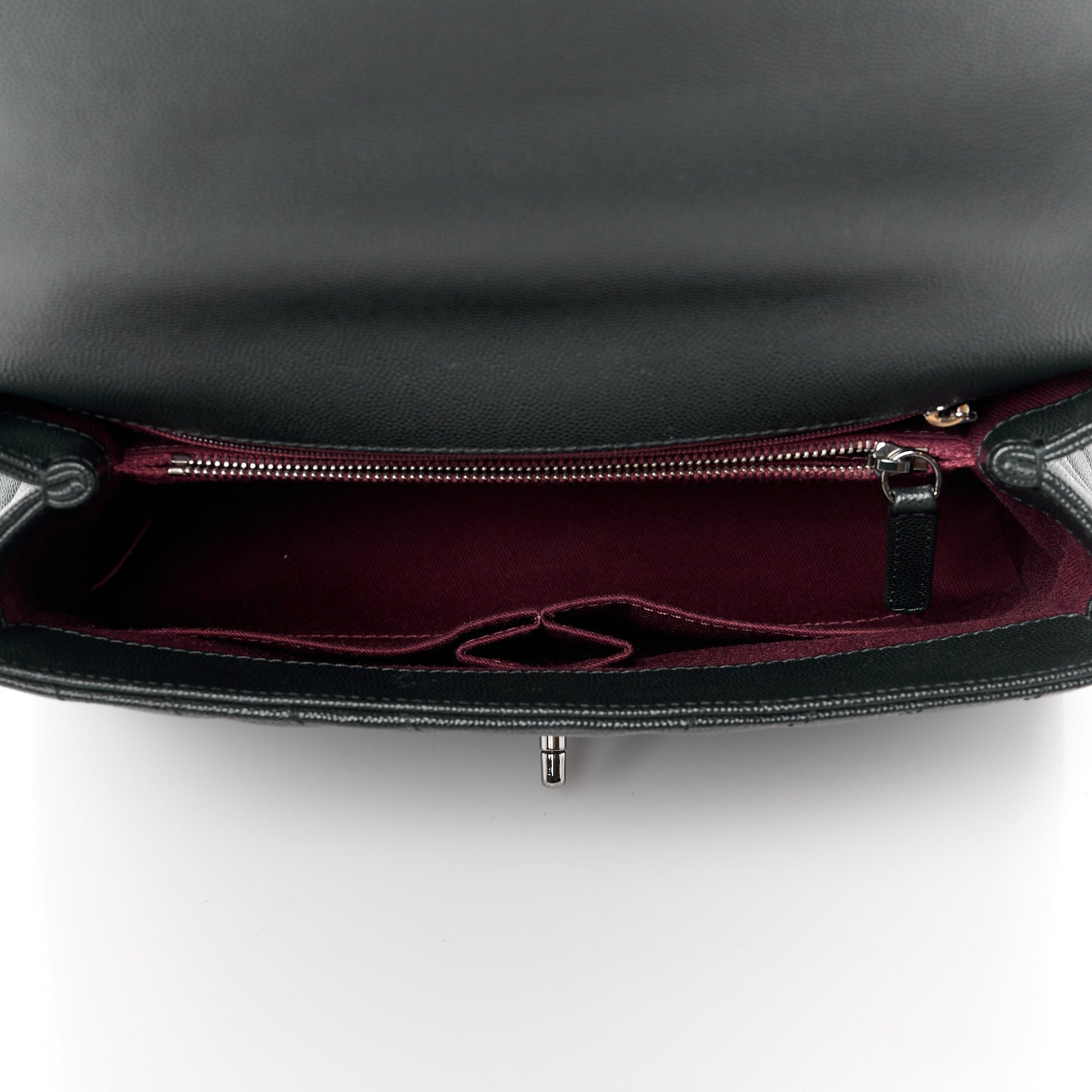 Caviar Chevron Quilted Small Coco Handle Flap Black