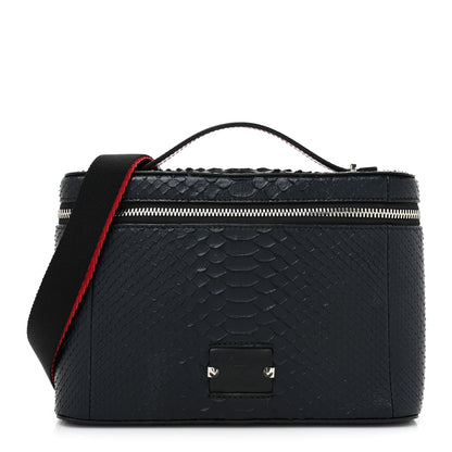 Christian Louboutin Calfskin Snakeskin Embossed Kypipouch Travel Toiletry Case Black 1 of 10