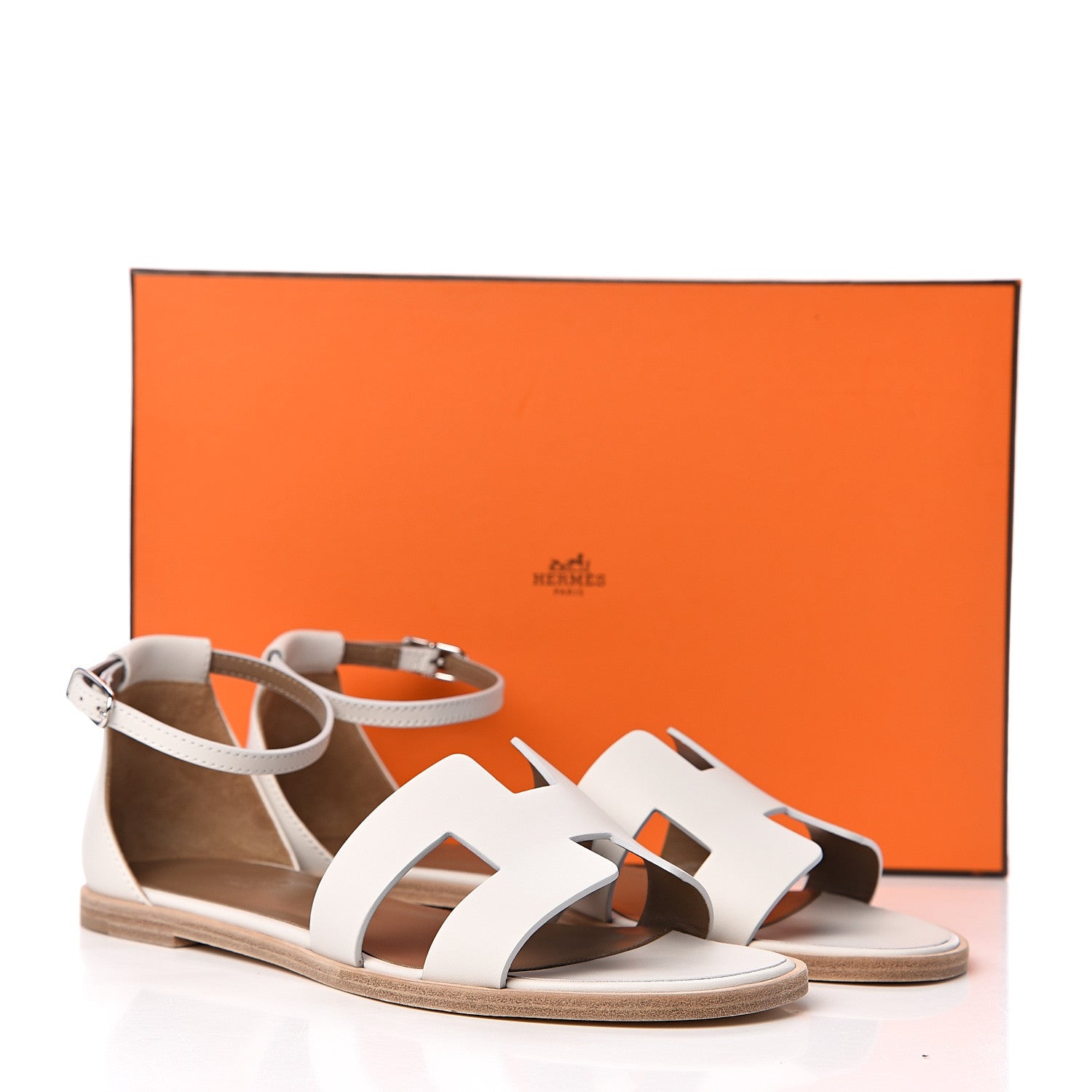 Hermes Calfskin Santorini Sandals 38 Blanc 11 of 11
