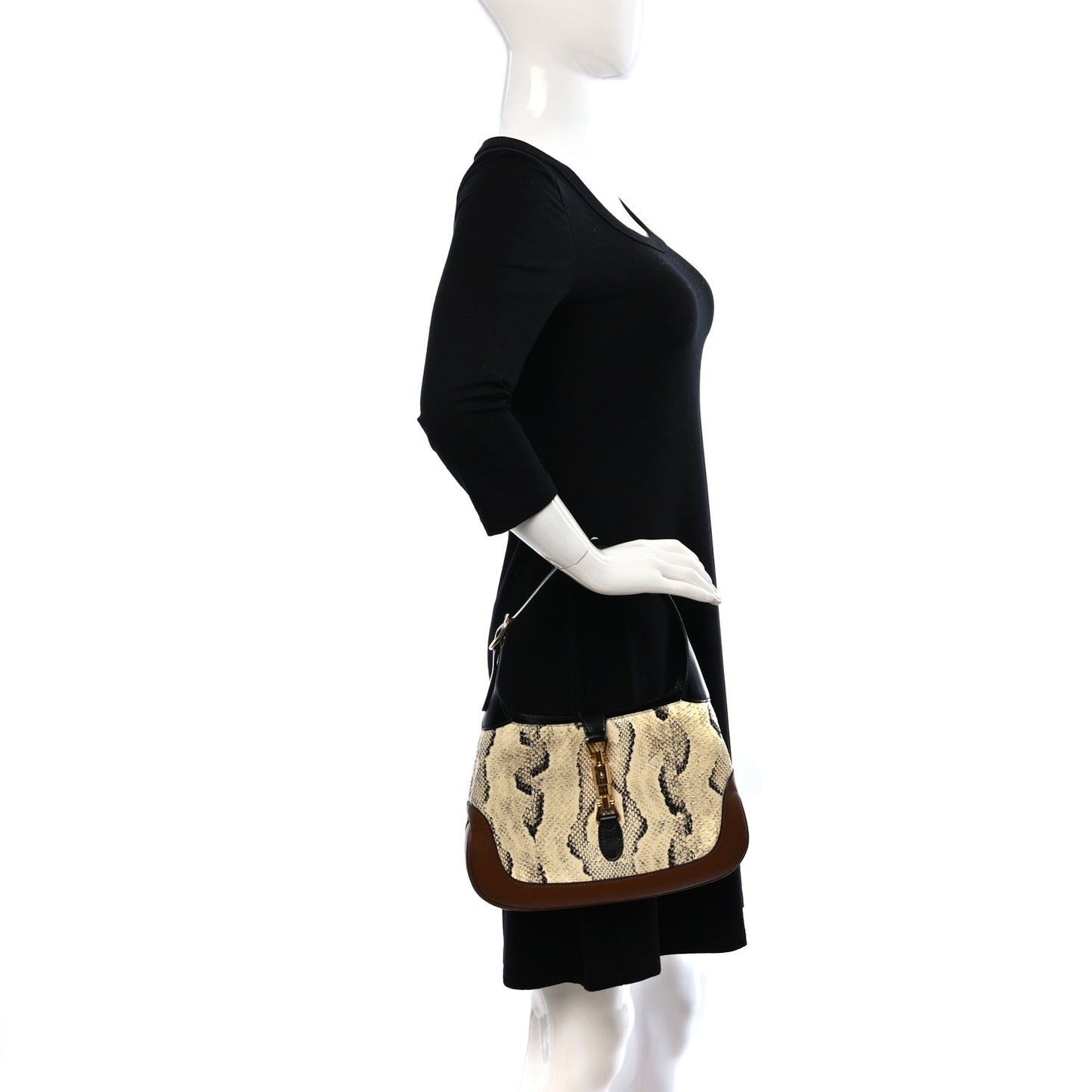 Snakeskin Calfskin Small Jackie 1961 Hobo Black Brown