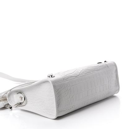 Balenciaga Matte Supple Lambskin Crocodile Embossed Classic Silver Hardware S City White 4 of 11